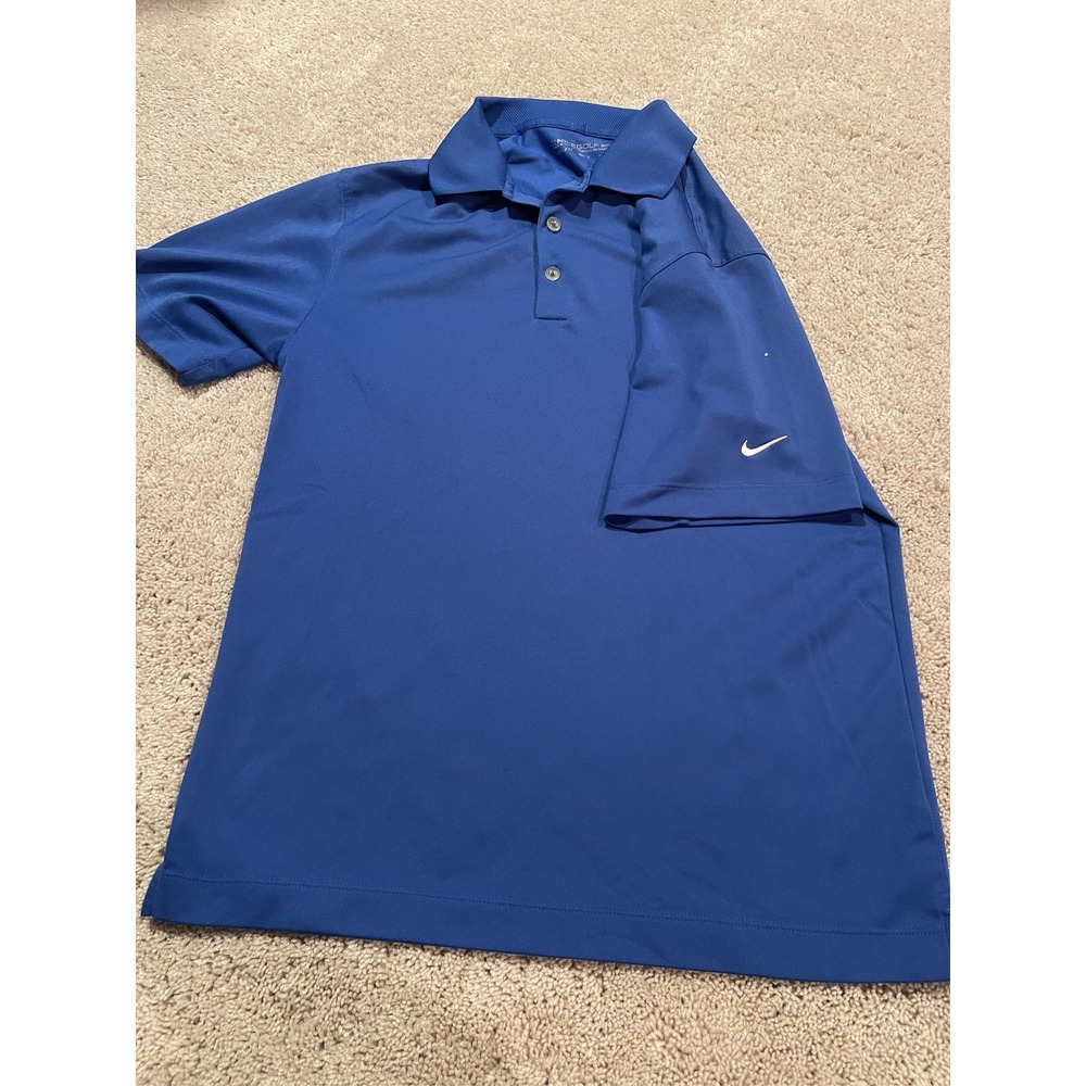 Nike Golf Dri-FIT Polo Shirt Mens Blue Solid Short Sleeve Performance